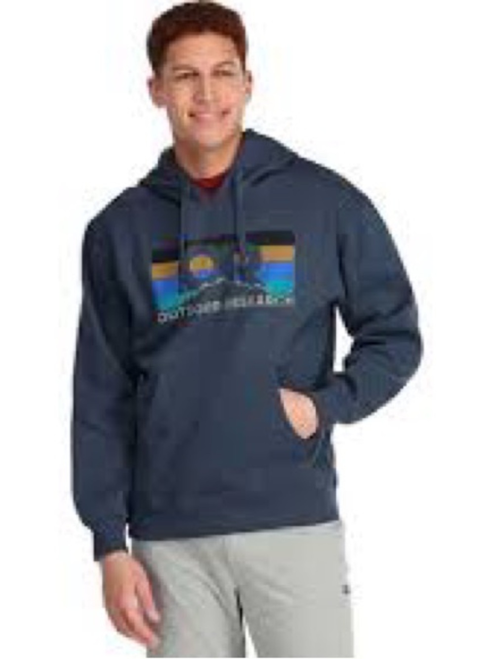 Outdoor Research Anniversary Navy Pullover Hoodie with Multicolor Chest Graphic